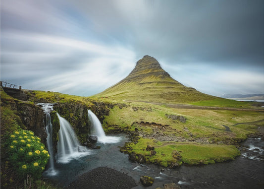 Waterval en berg | Fotobehang