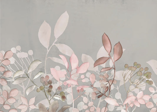 Akvarell Pastell Trädgård Rosa | Fototapet