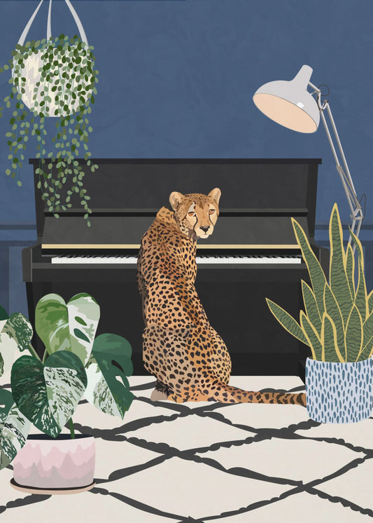 Cheetah speelt piano | Canvasprints