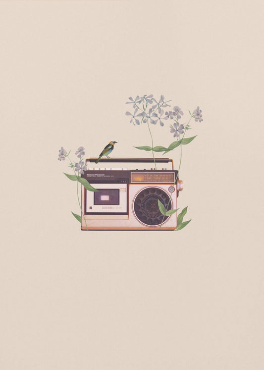 Vintage-Radio mit Blumenmuster | Leinwand-Bilder