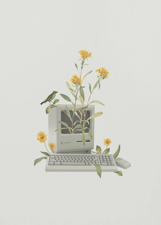 Blommig vintage dator | Canvas