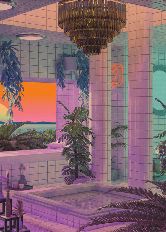 Basen Vaporwave | Wydruki na łótnie