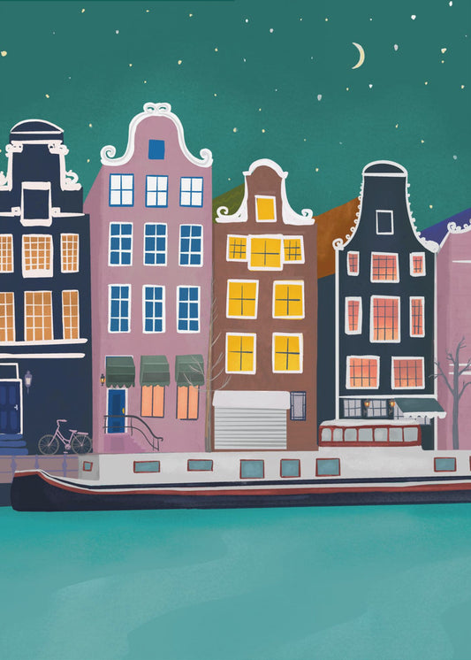 Amsterdam om natten | Lærredsbilleder