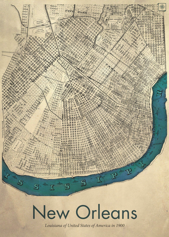 Carte de la Nouvelle-Orléans | Tableaux sur Toile