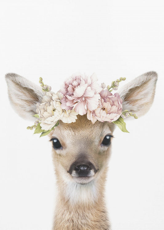 Blommig babyhjort | Canvas