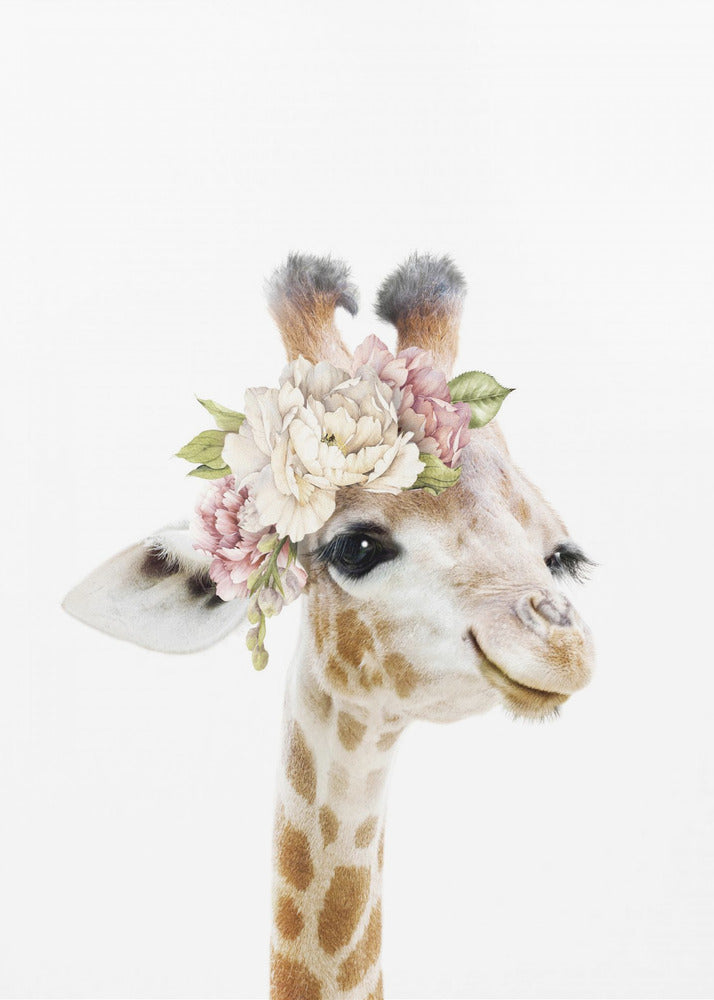 Blommig giraffunge | Canvas