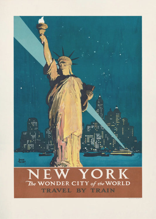 Nowy Jork, cudowne miasto świata Podróż pociągiem (1927) Plakaty - Wydruki Artystyczne Przez Adolph Treidler | Wydruki na łótnie