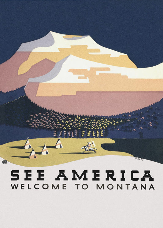 Découvrez l'Amérique. Bienvenue au Montana (1936) Posters - Affiche Artistique Par Richard Halls | Tableaux sur Toile