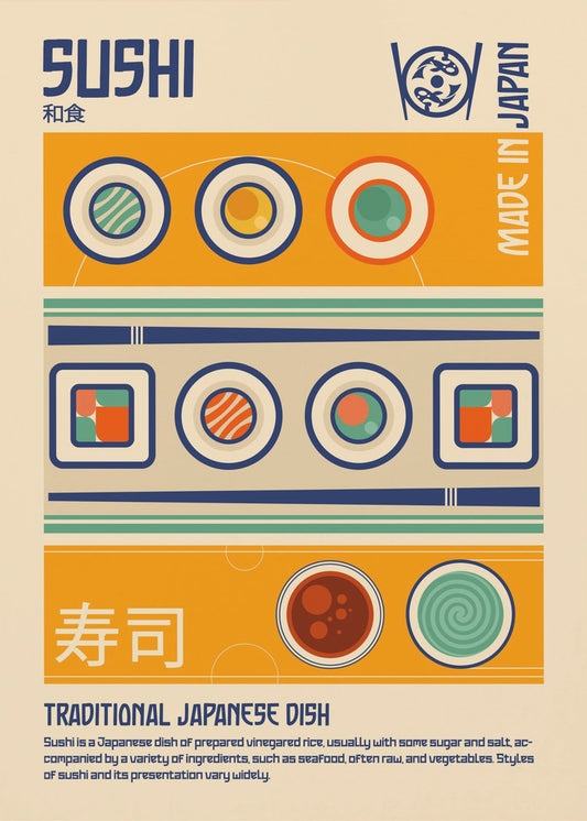 Sushi japansk madtryk | Lærredsbilleder