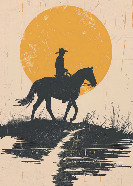 Vaquero al atardecer | Impresiones en Lienzo