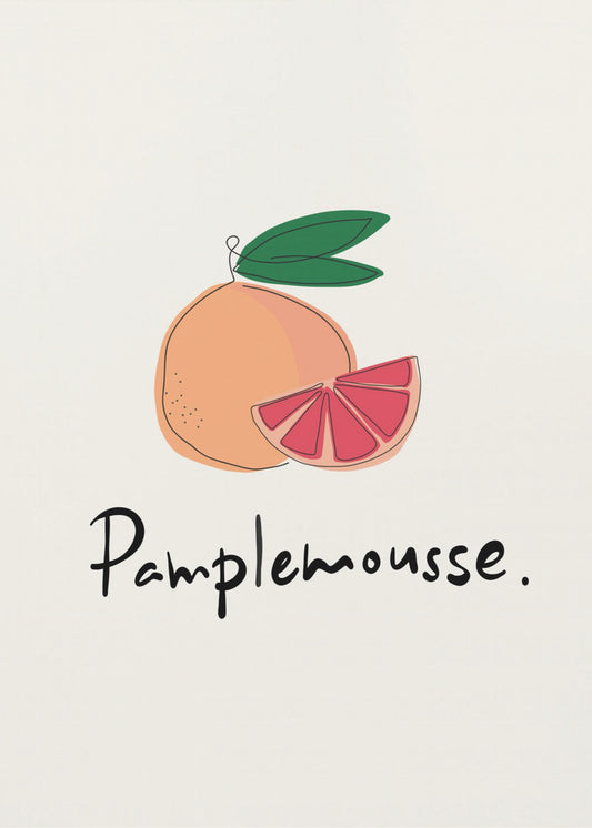 Modern French Fruits Collection &quot;Grapefruit / Pamplemousse&quot; | Poster