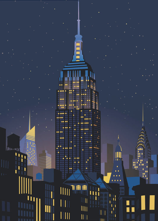 NYC Manhattan bij nacht | Canvasprints