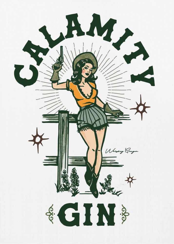 Calamity Gin - Arte divertido de vaquera retro occidental Impresiones en Lienzo