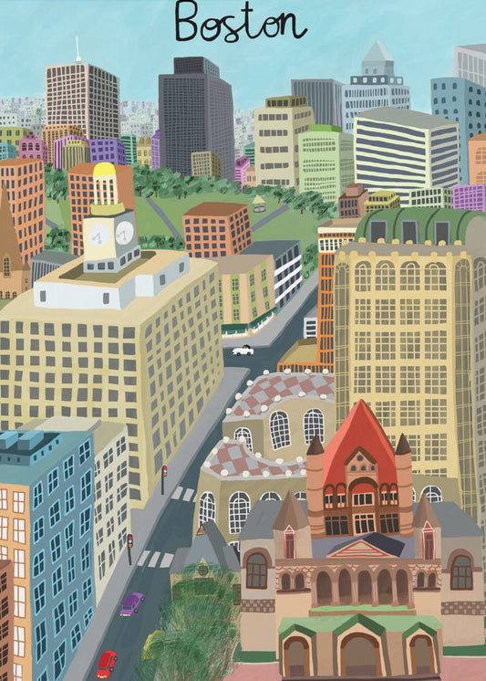 Trinity Church en de skyline van Boston door kunstenaar Carla Daly | Canvasprints