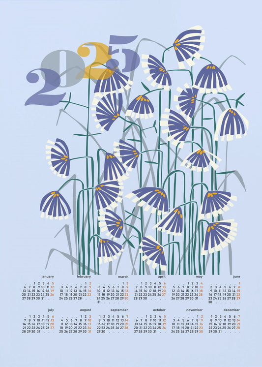 calendar 2025 Linocut flowers light | Poster