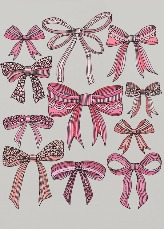 Pink Bows Black Lines | Canvas