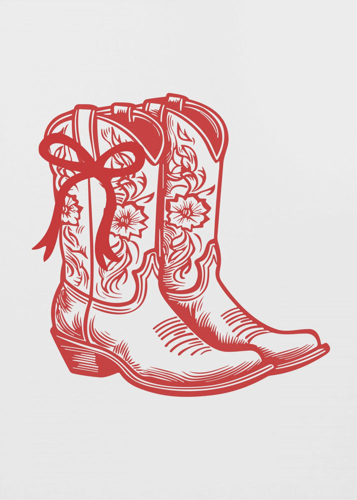 Stivali da cowgirl rossi con fiocco | Stampe su Tela