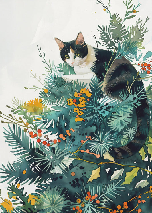 Kattunge och julgran | Poster