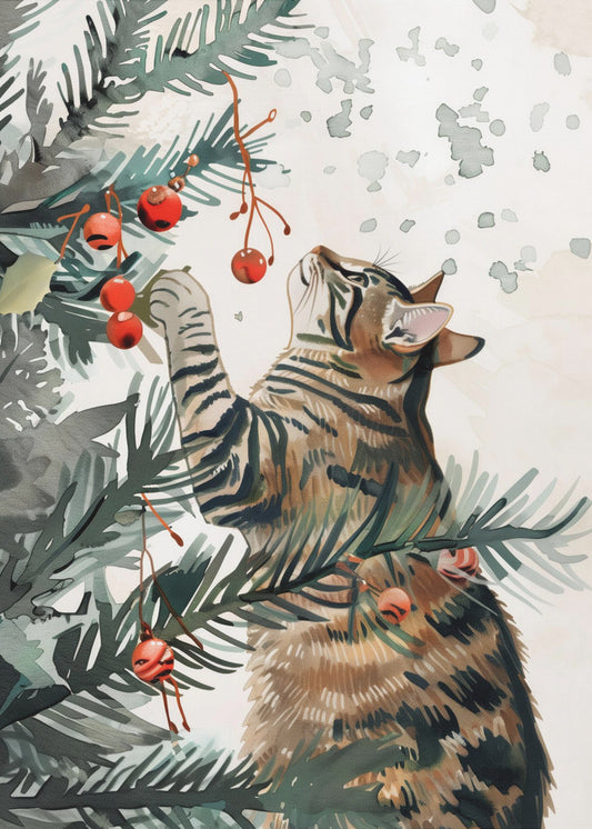 Kattunge och julgran | Poster