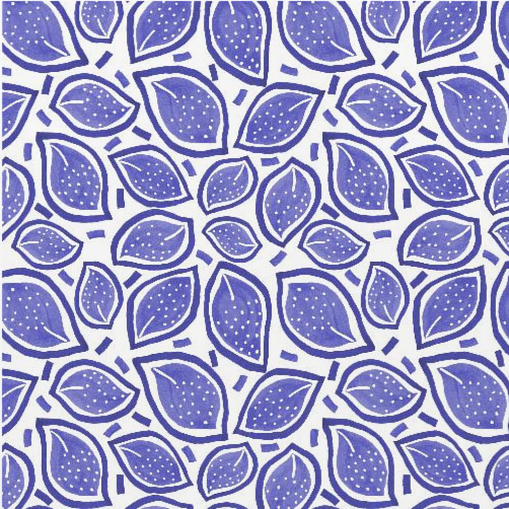 Navy Blue Scattered Leaves Polka Dot | Poster