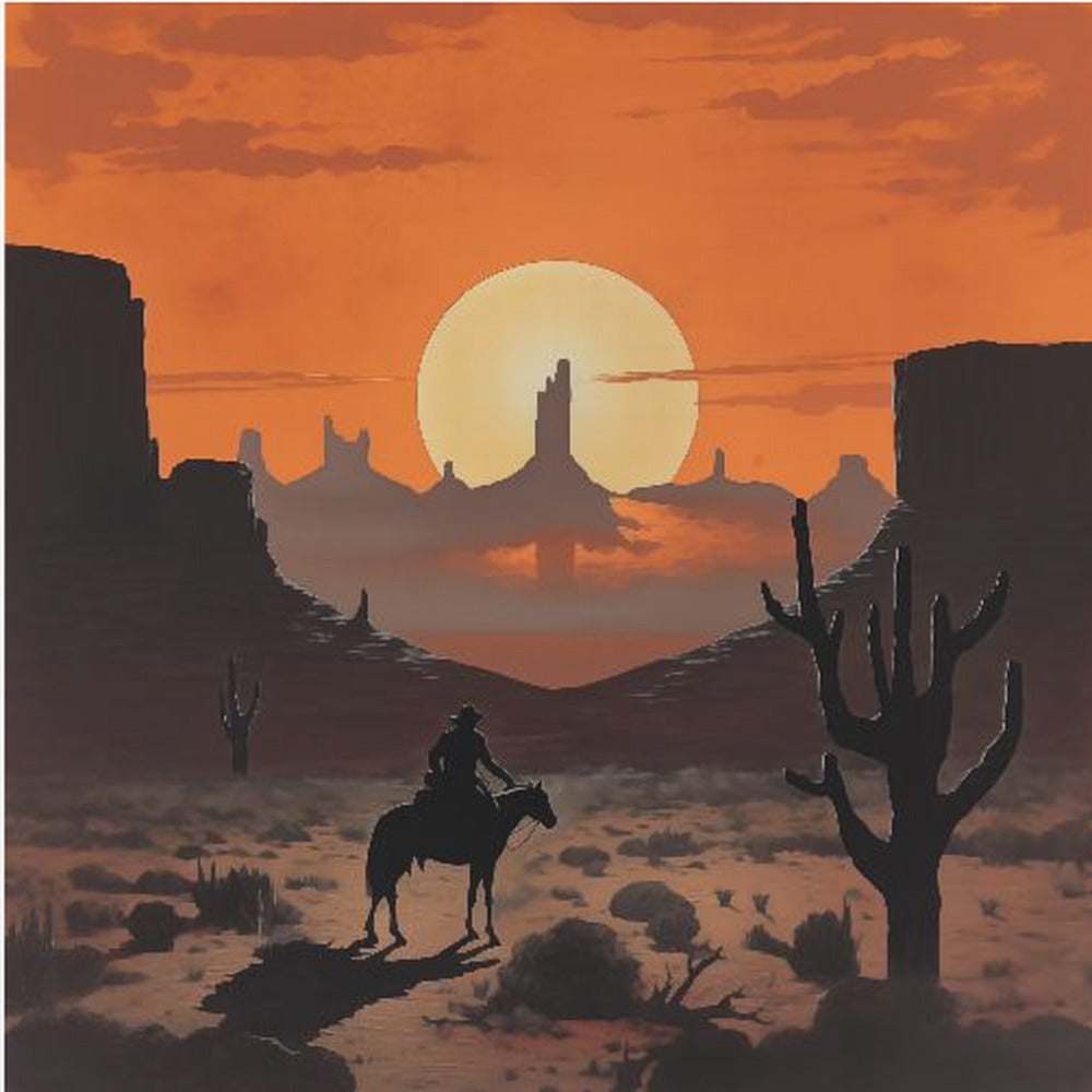 Cowboy au coucher du soleil | Tableaux sur Toile