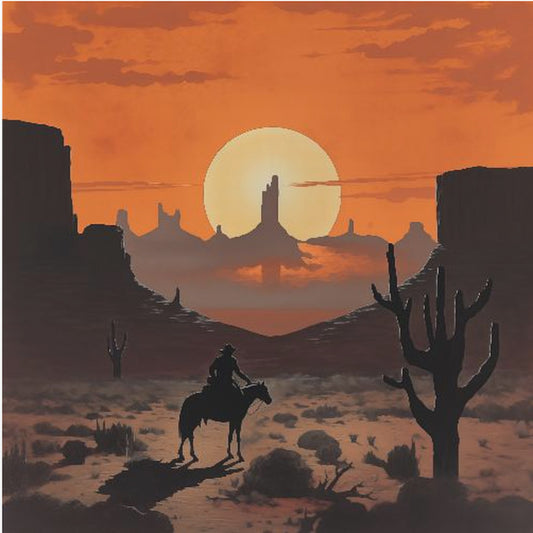 Zonsondergang Cowboy | Canvasprints